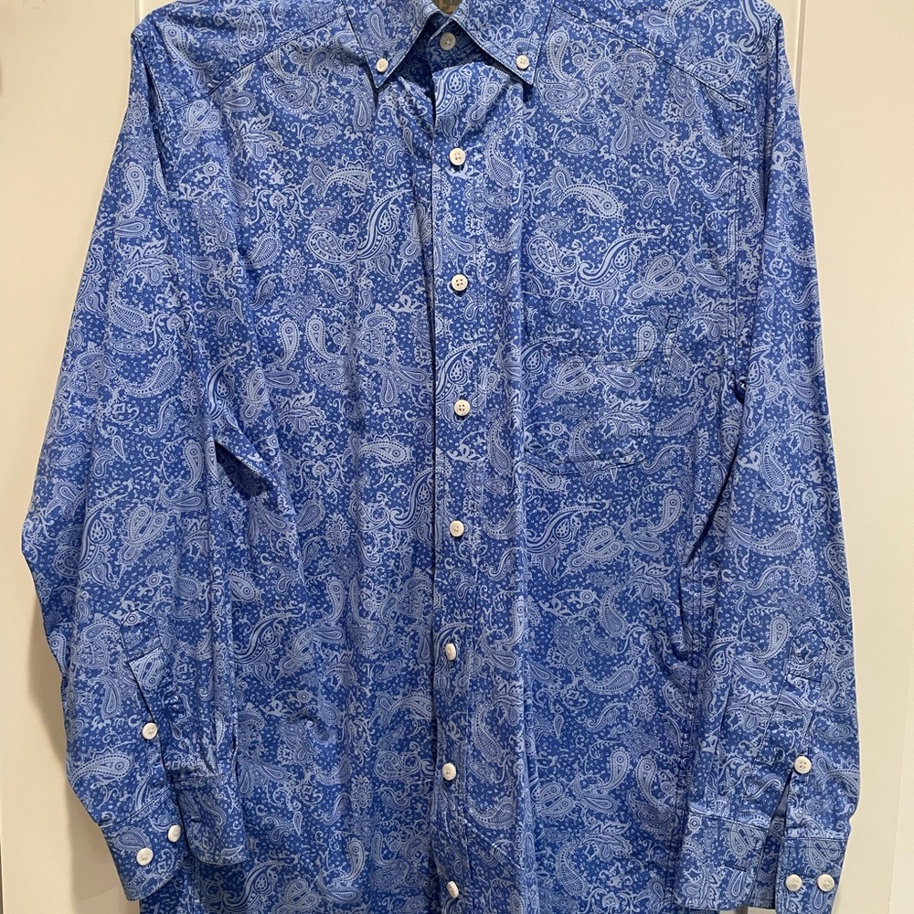 Stylish Blue Paisley Men’s Panhandle button up